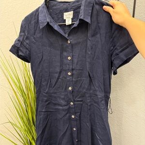 Navy Blue Button-Up Women's Top